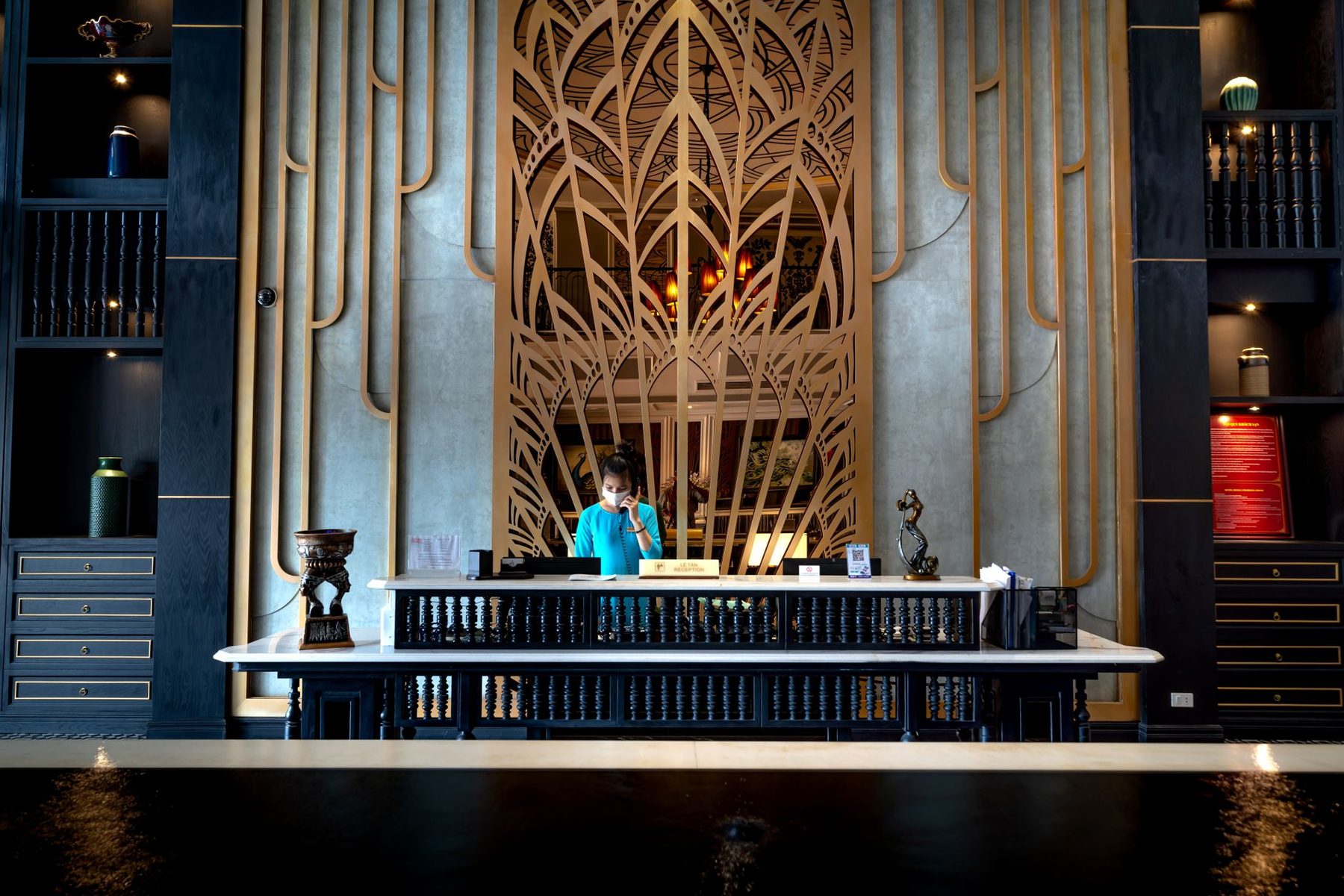 Luxury hotel reception desk