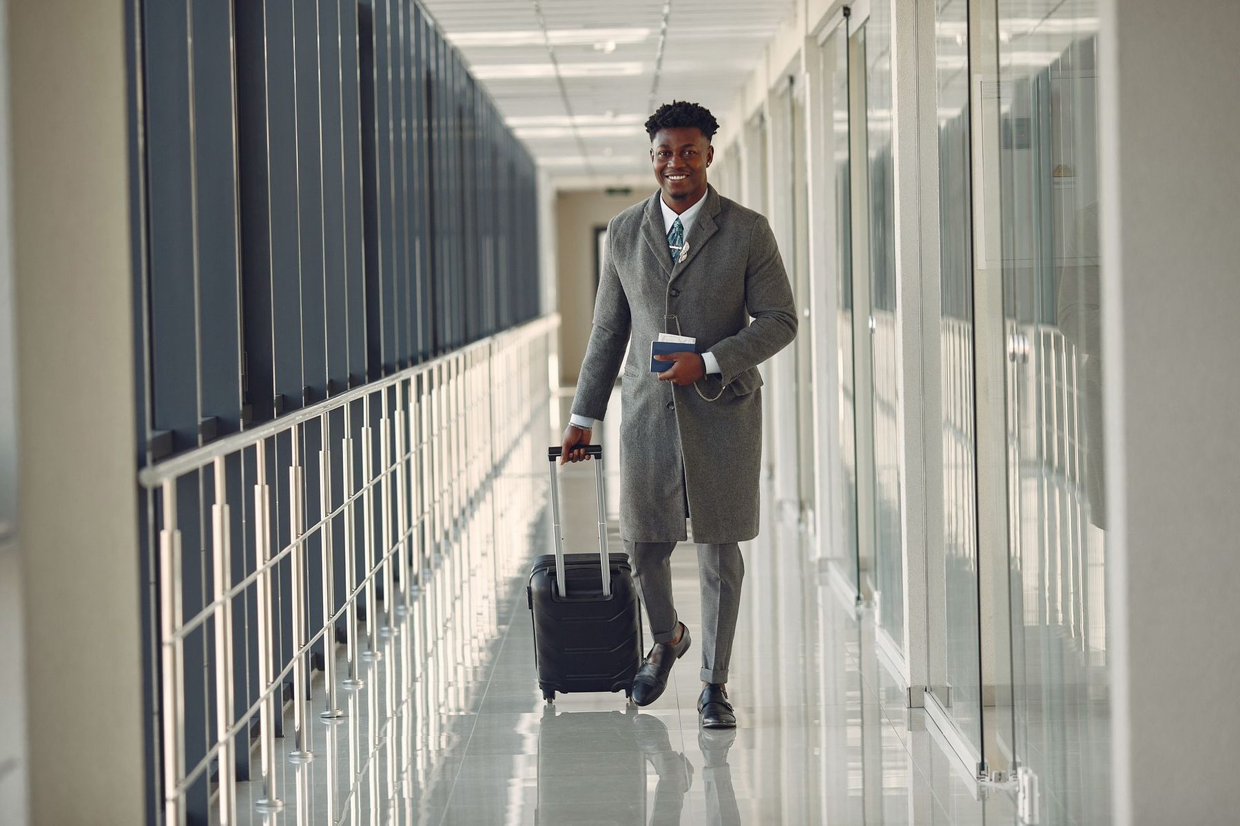 Traveller in an airport terminal